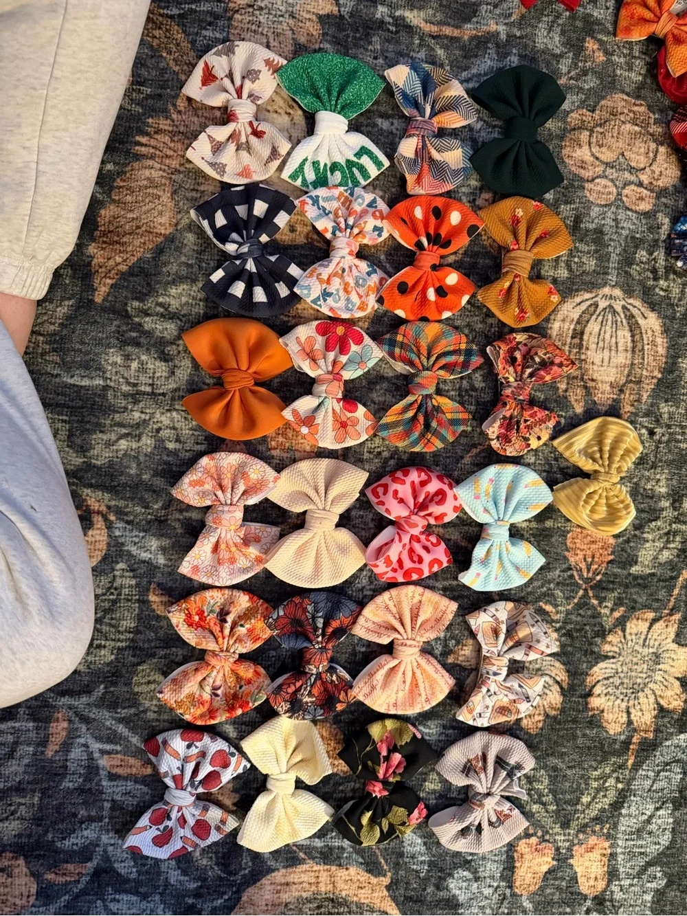 96 Kids Hair Bows - Multicolor/Prints